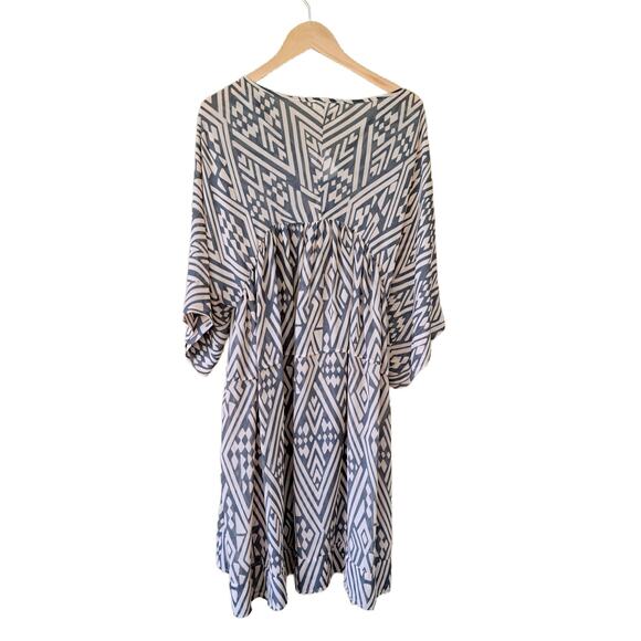 Ba&sh Freaky Swing Dress Oversized Tiered Chiffon Pink & Gray Print - Picture 10 of 10